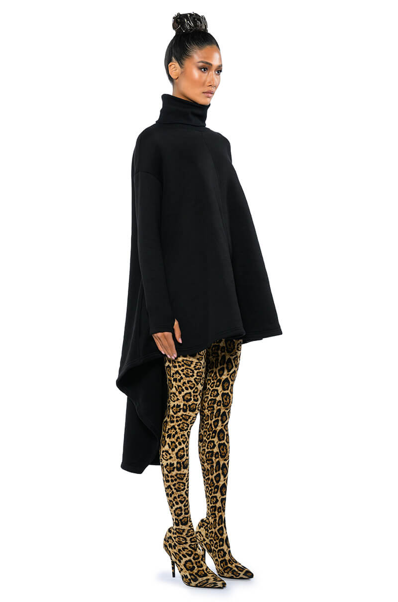 Side View Lainie Turtleneck High Low Sweatshirt Dress