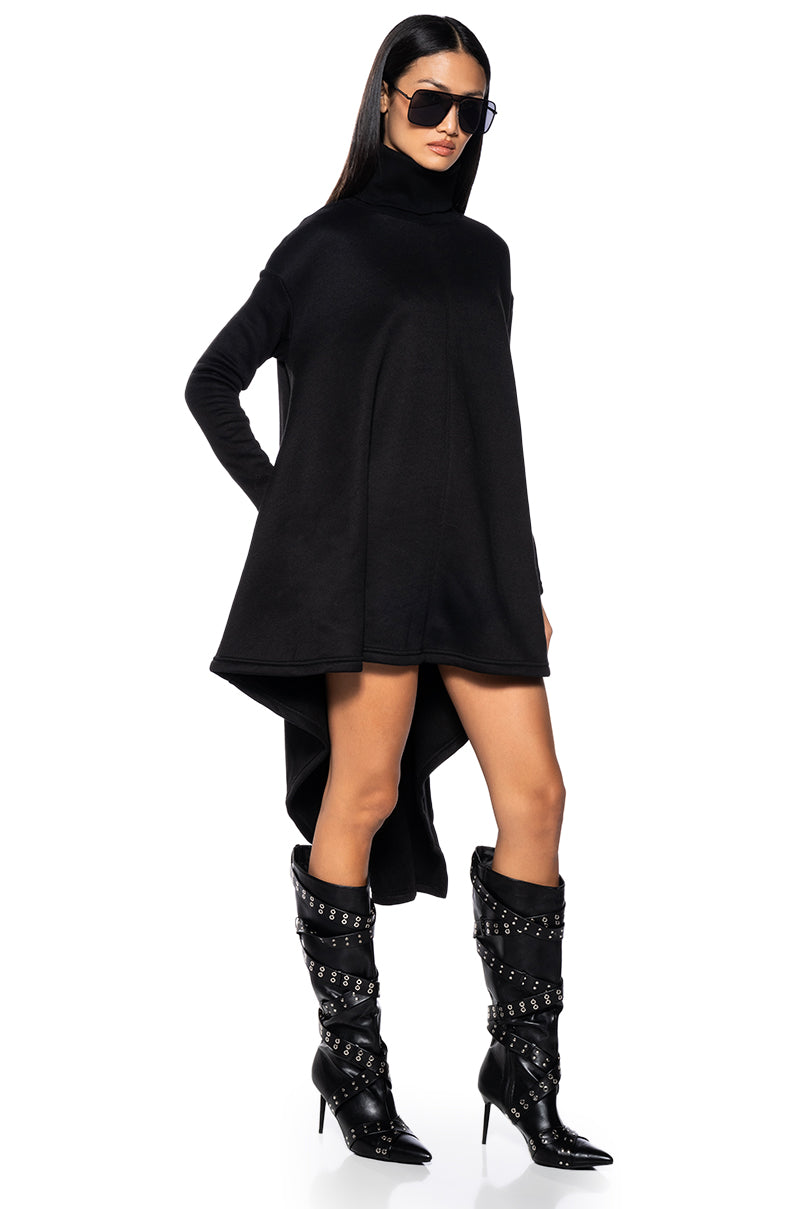 Side View Lainie Turtleneck High Low Sweatshirt Dress