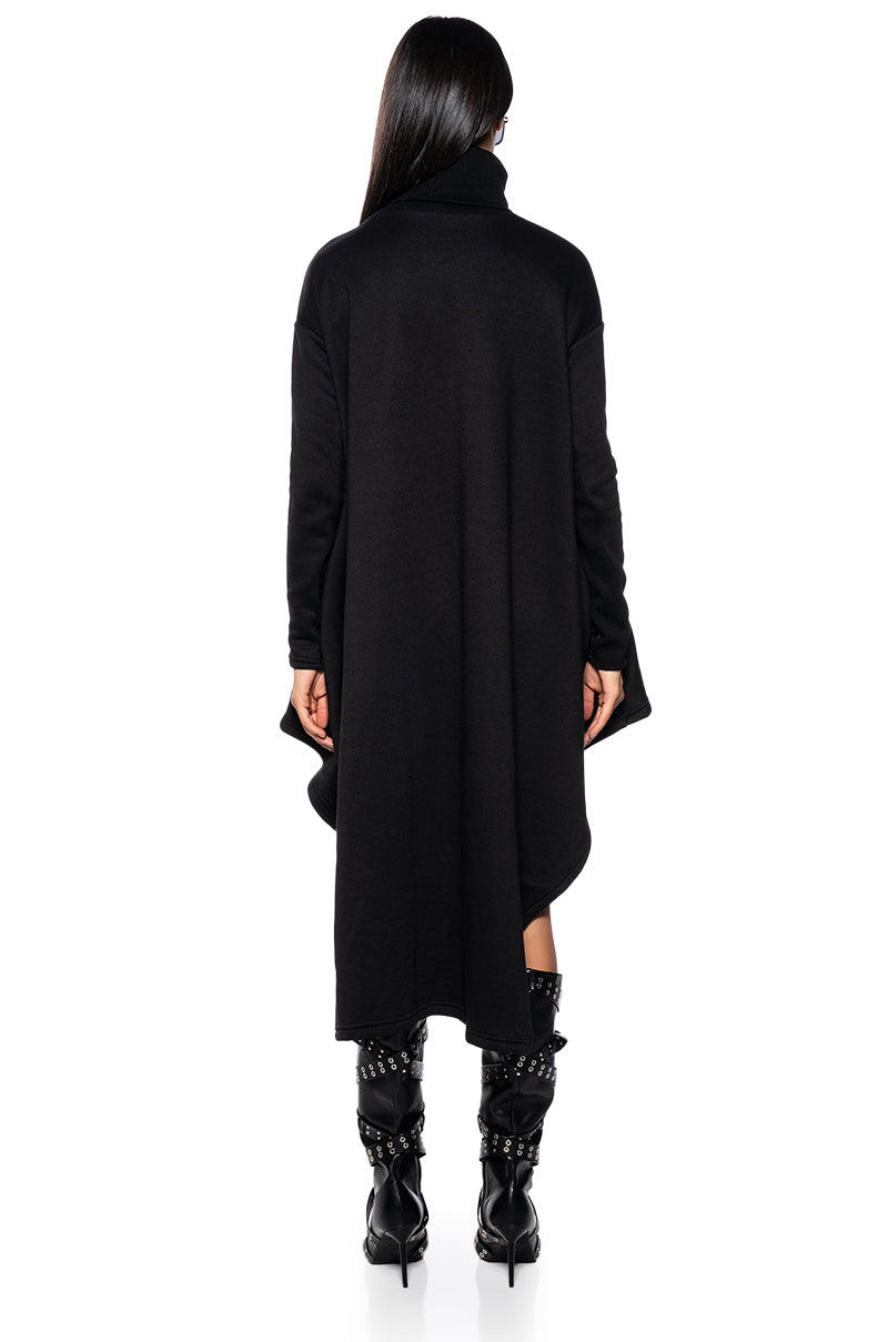 Detail View Lainie Turtleneck High Low Sweatshirt Dress