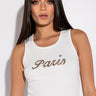 Front View Language Of Love Embellished Cropped Rib Tank