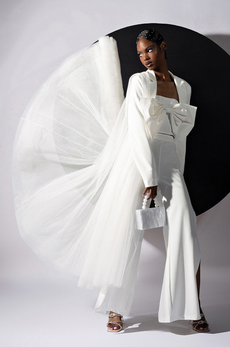 Front View Last Bash Tulle Blazer Trench