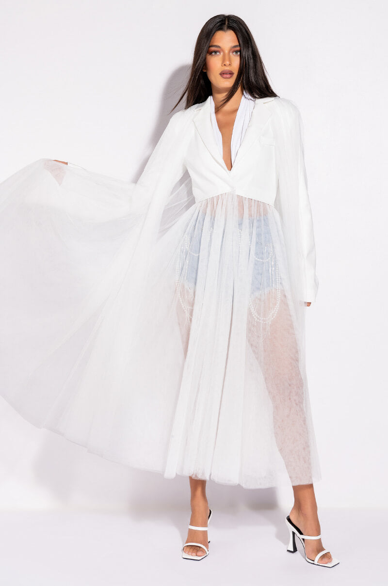 Side View Last Bash Tulle Blazer Trench