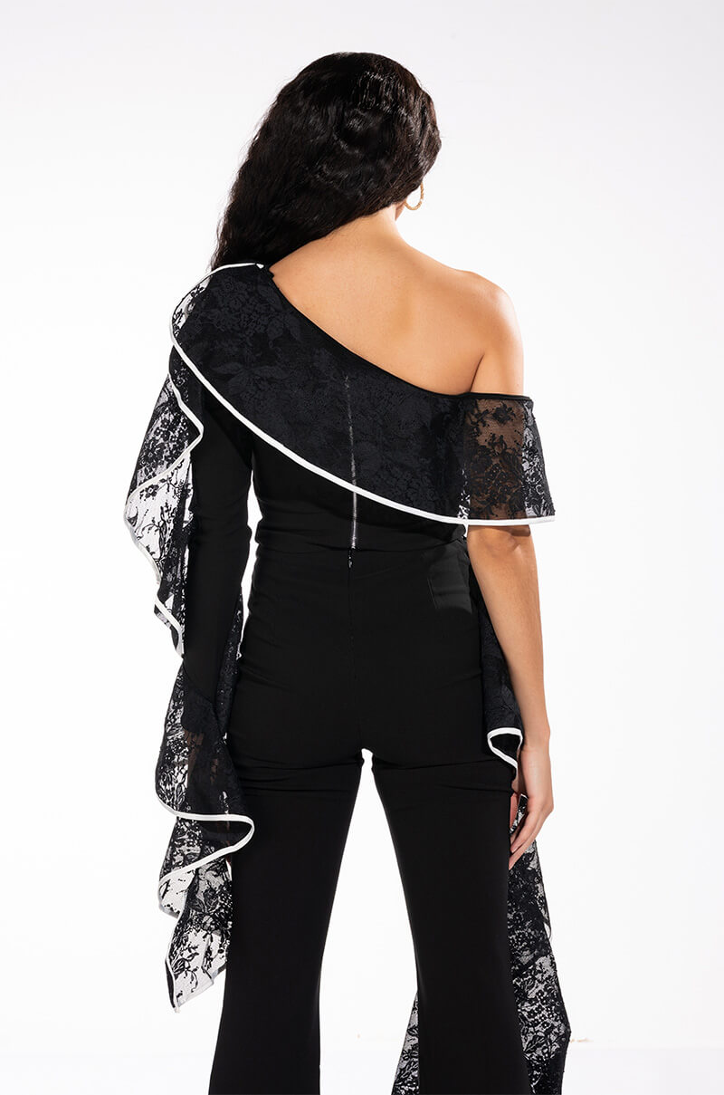 Extra View Last Dance One Shoulder Lace Detail Blouse