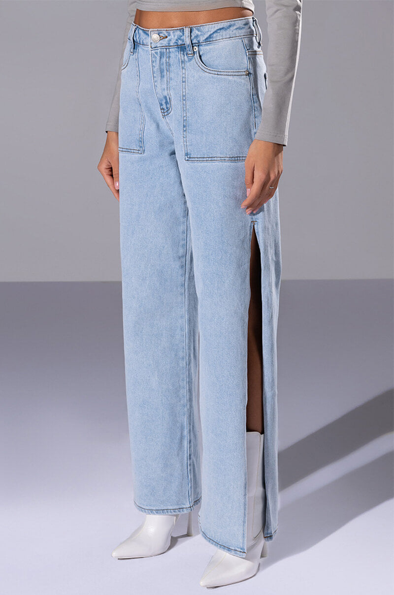 Side View Lasting Lover High Rise Side Slit Jeans