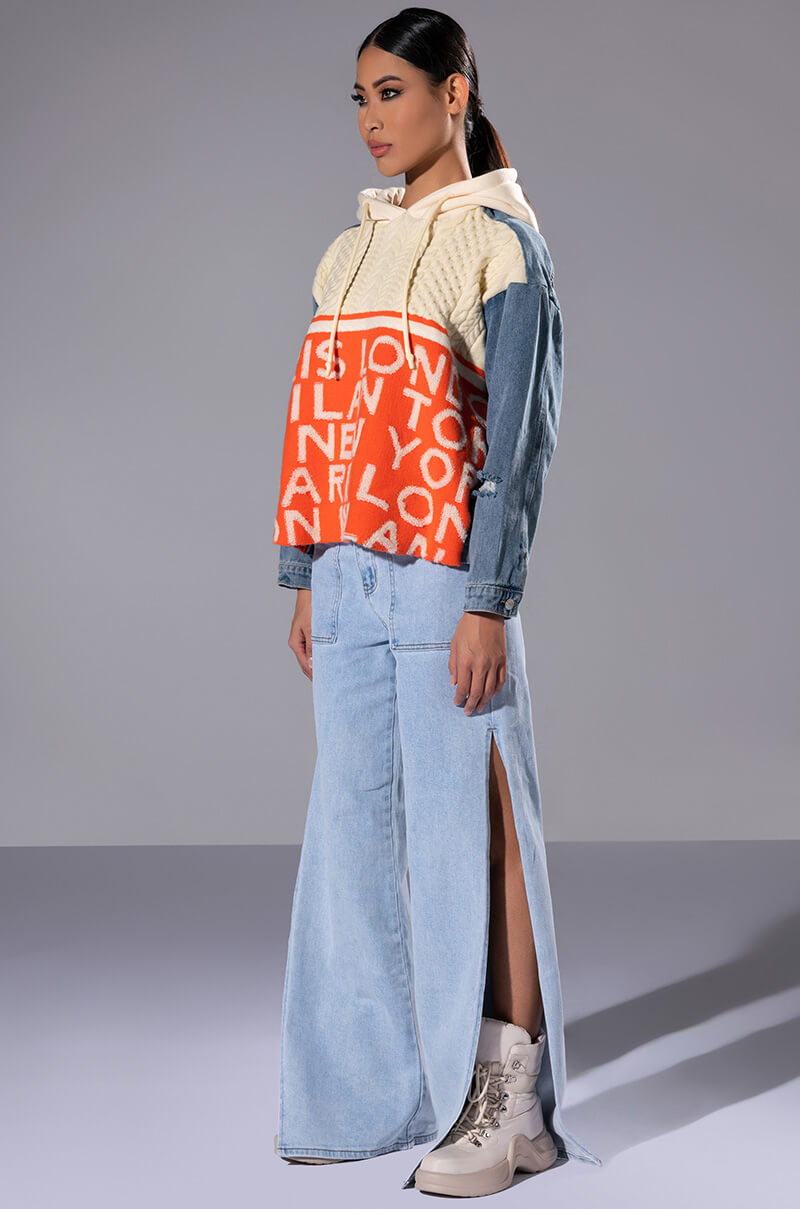 Back View Lasting Lover High Rise Side Slit Jeans