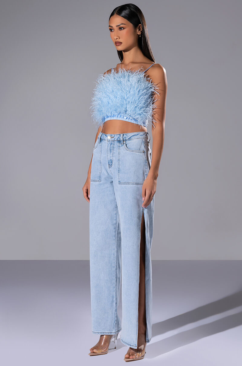 Detail View Lasting Lover High Rise Side Slit Jeans