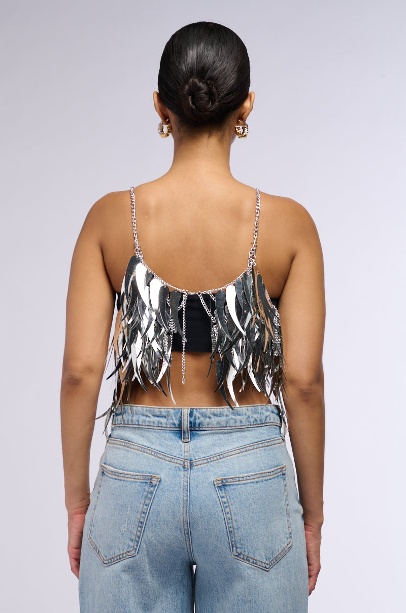 Back View Late At Night Dancing Metallic Bralette 2