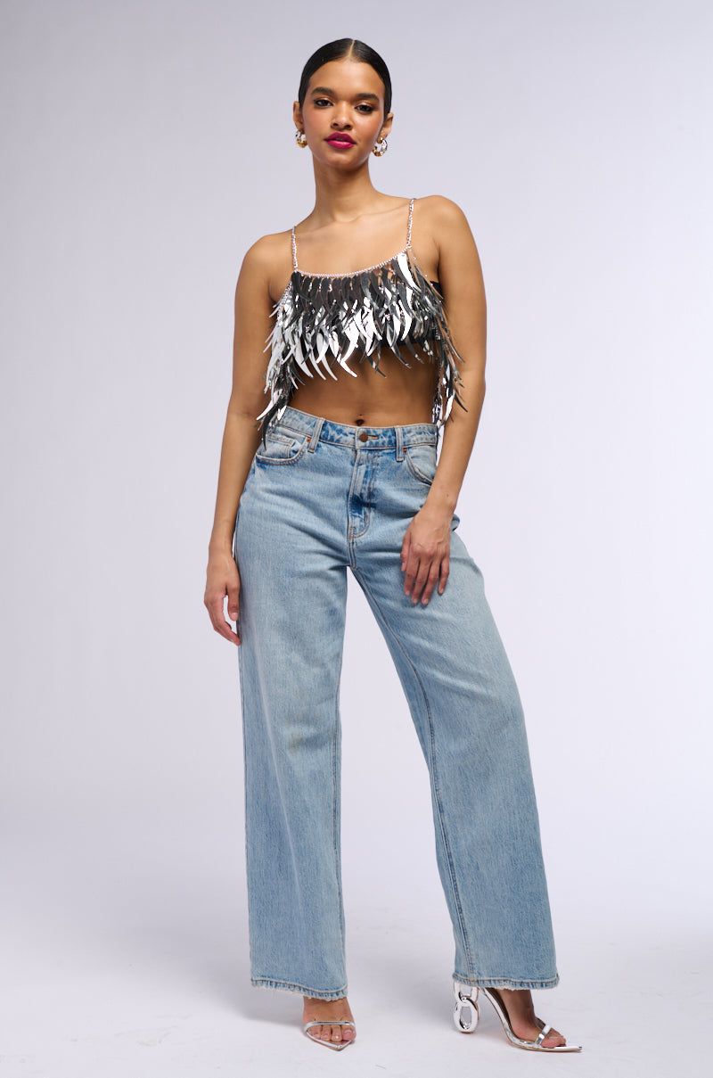 Detail View Late At Night Dancing Metallic Bralette 3