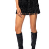 Front View Late At Night Rhinestone Embellished Fringe Short