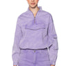 Front View Lavender Dreams Collared Oversized Sweatshirt
