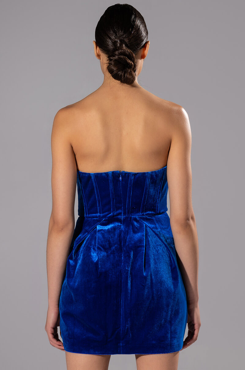 Detail View Lavinia Velvet Deep V Corset Mini Dress 3