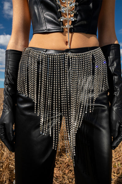 Elegant Beaded Black and Silver Fringe waist sash belt Western Fashion Stretchy Elastic Fringe Beaded Gypsy Belt  main image 3