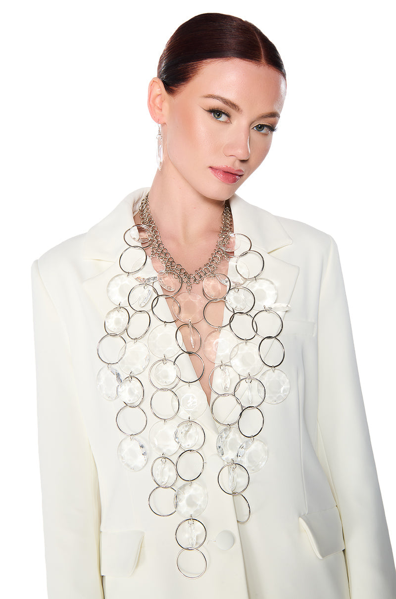 Front View Layer Me Necklace And Earrings Set 0
