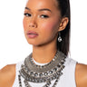 Front View Layered In Decadence Embellished Statement Necklace And Earrings Set