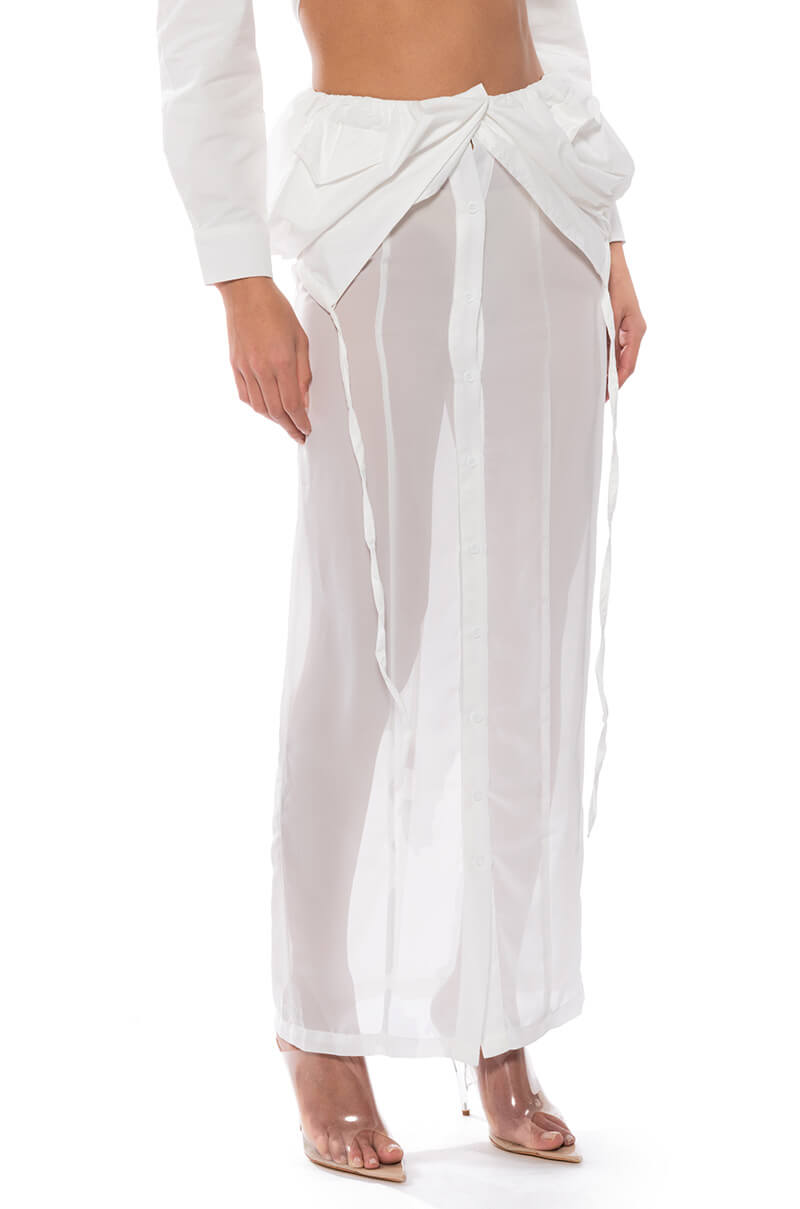 Front View Layered Shirt Maxi Skirt