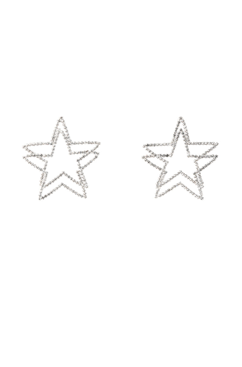 Side View Layered Star Stud In Silver