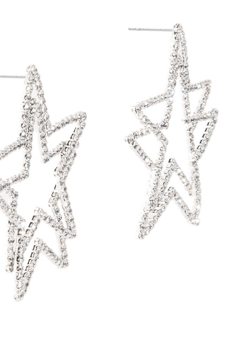 Detail View Layered Star Stud In Silver