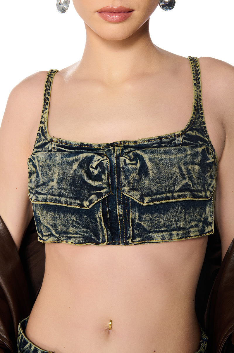 Extra View Layne Mineral Washed Denim Bralette