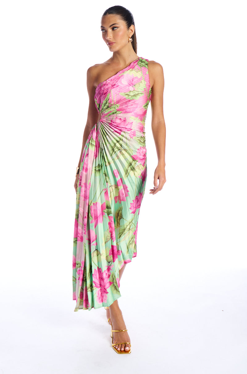 Side View Lazy Daisy Printed Midi Dress