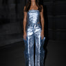 Front View Lead The Way Brushed Metallic Cargo Pants In Silver