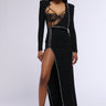 Front View Leader Of The Pack Long Sleeve High Slit Gown