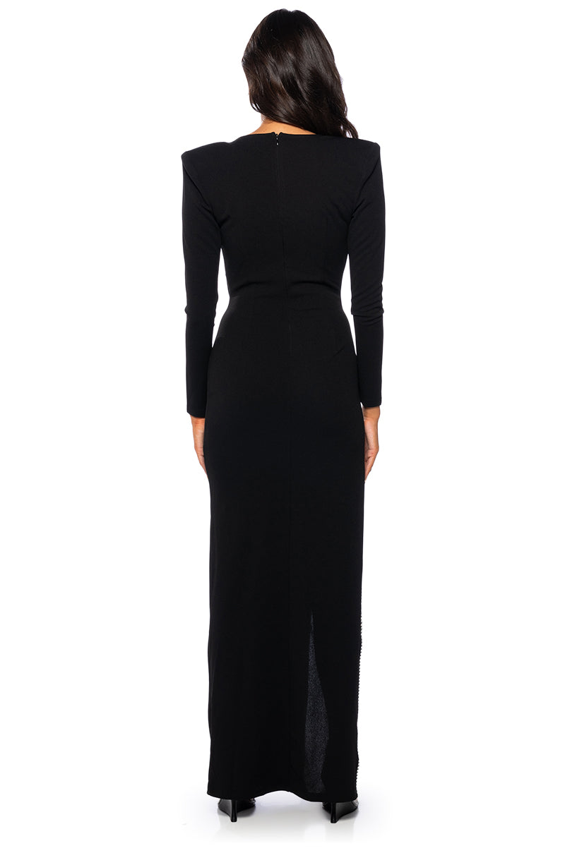 Full View Leader Of The Pack Long Sleeve High Slit Gown