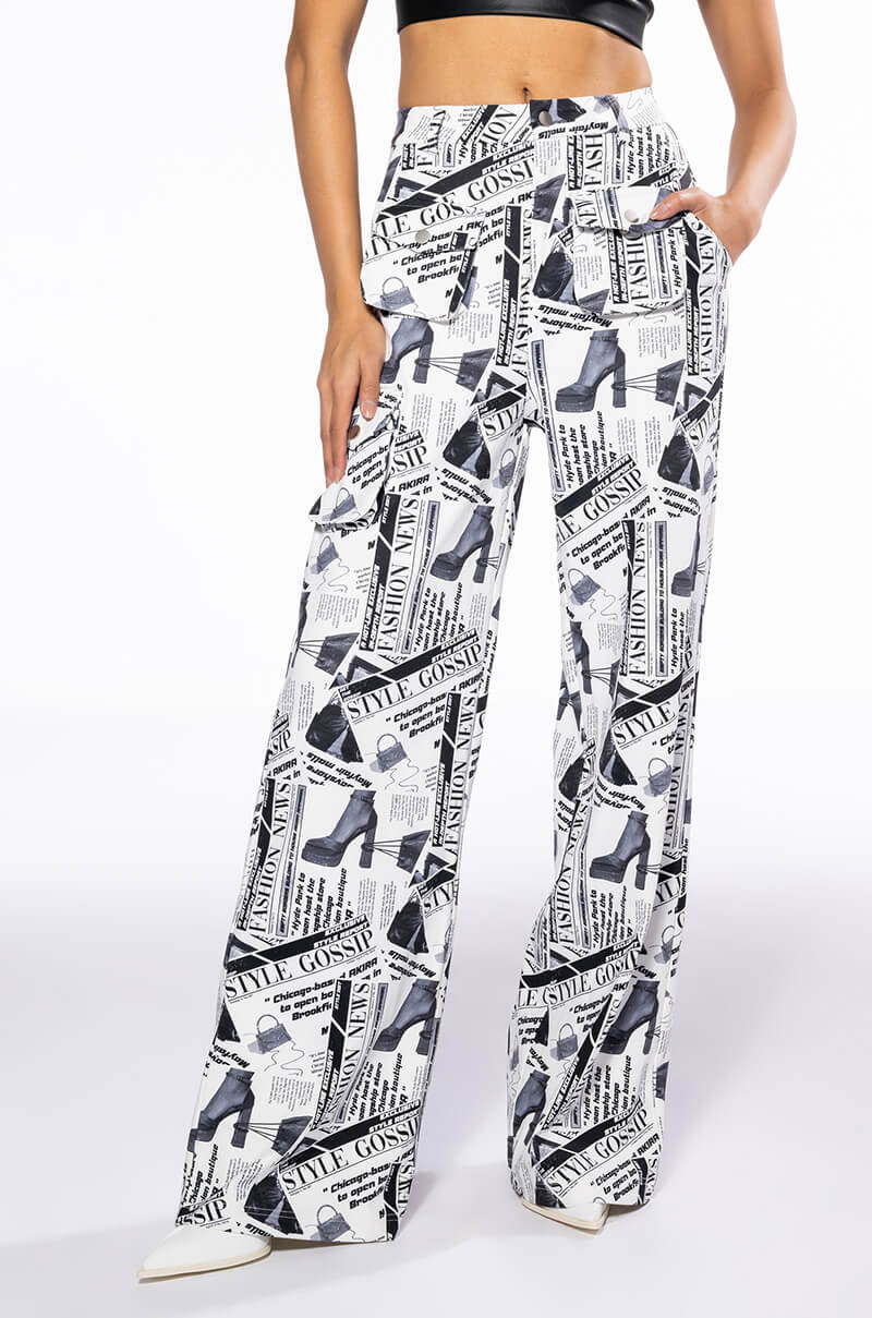 LEGENDARY NEWSPAPER PRINT WIDE LEG TROUSER view 0