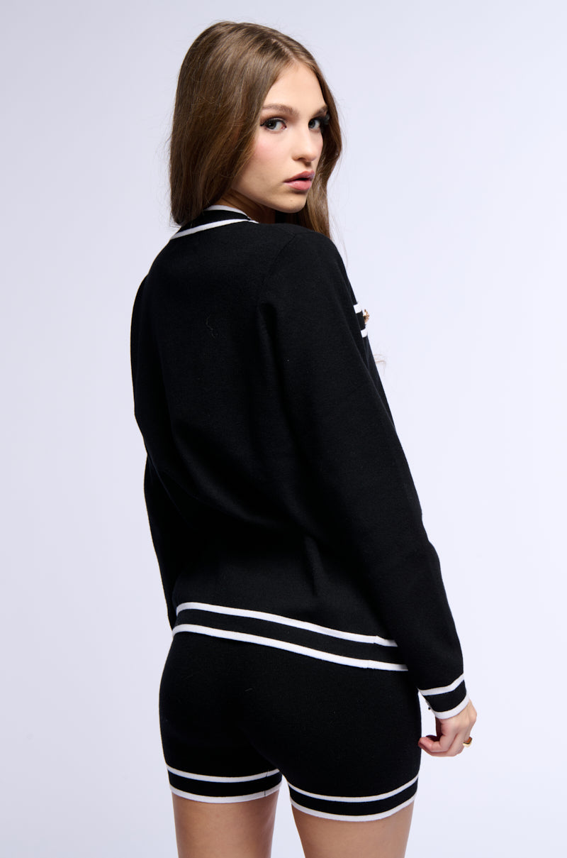 Extra View Leighton Classy Sweater Knit Button Down Cardigan In Black 6