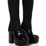 Front View Leila Knit Fold Over Chunky Boot In Black