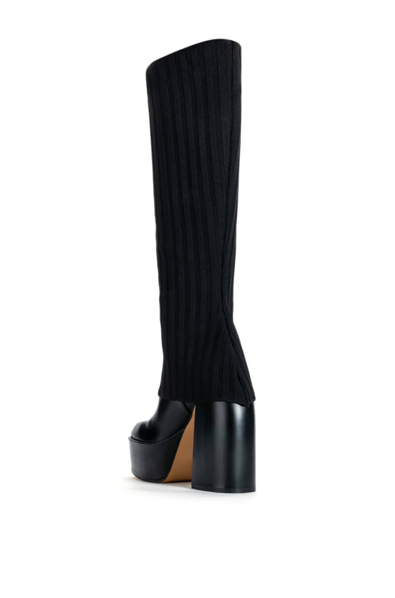 Detail View Leila Knit Fold Over Chunky Boot In Black 3