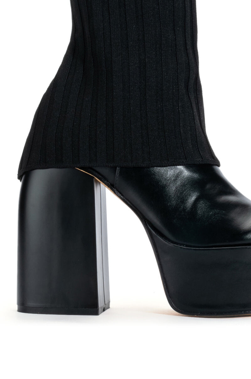 Full View Leila Knit Fold Over Chunky Boot In Black 4