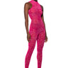 Front View Lena Printed Jumpsuit In Pink