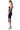 Back View Lena Ruched Mesh Midi Dress In Navy Blue