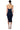 Detail View Lena Ruched Mesh Midi Dress In Navy Blue