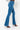 Side View Lena Super High Rise Flare Denim Pants in Medium Blue Denim