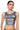 Front View Leo Sleeveless Cropped Metallic Tank Top