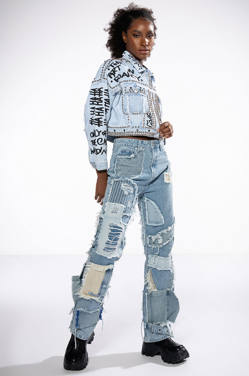 LEON PATCHWORK HIGH RISE JEANS AKIRA