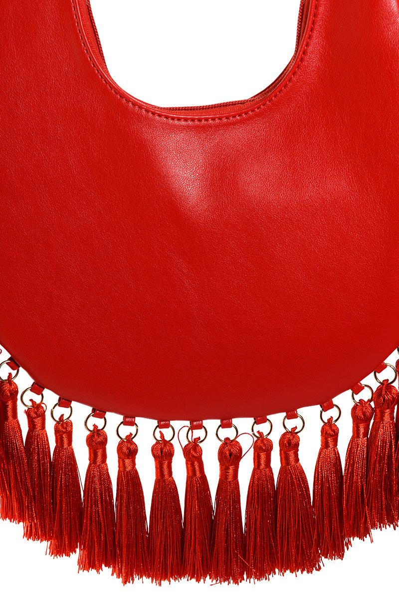 Detail View Leona Tassel Shoulder Bag In Red