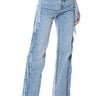 Front View Let Loose Fringe Side Jeans