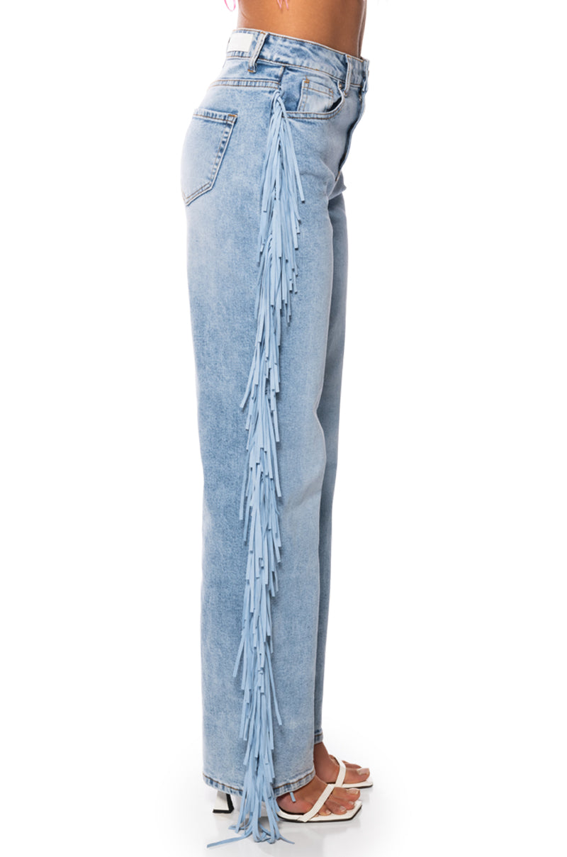 Extra View Let Loose Fringe Side Jeans