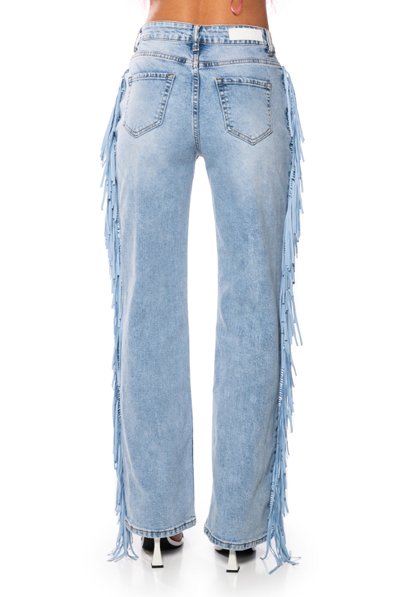 Extra View Let Loose Fringe Side Jeans