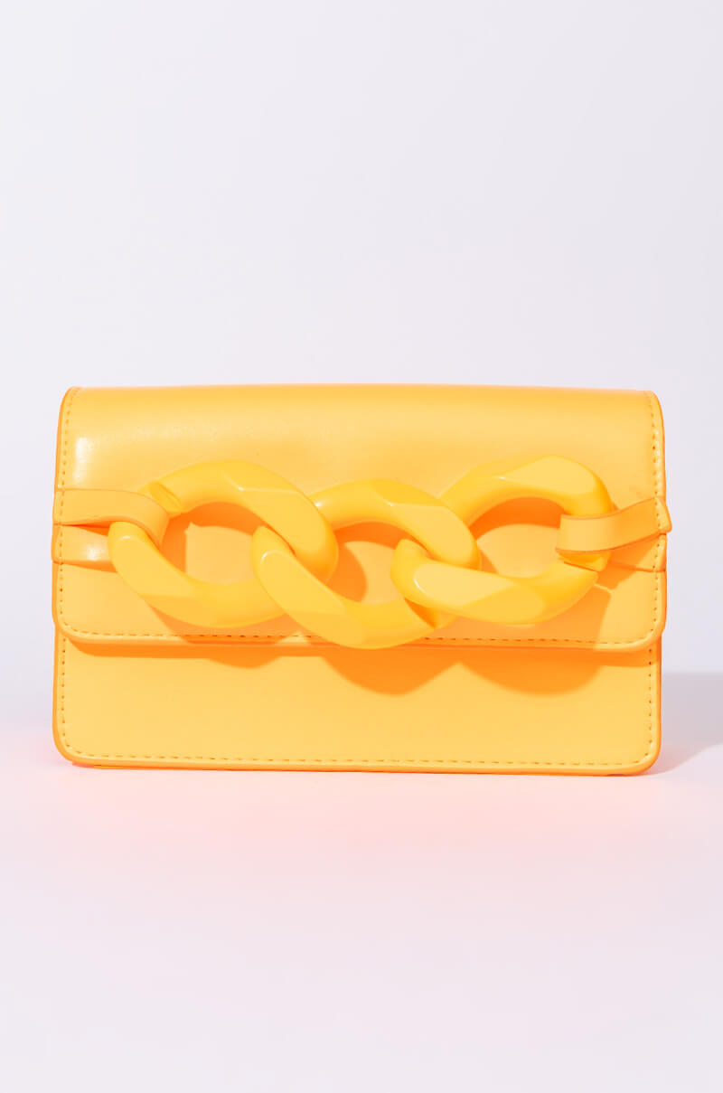 Side View Let You Go Chain Neon Orange Purse