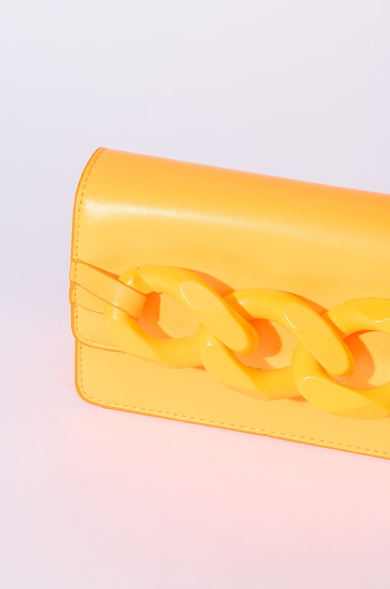 Detail View Let You Go Chain Neon Orange Purse