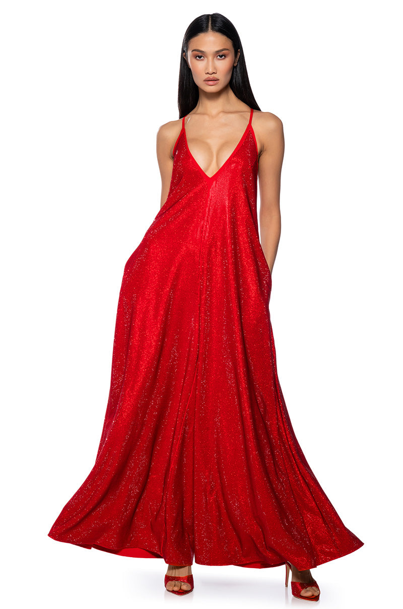 Front View Lets Celebrate Rhinestone Jumpsuit