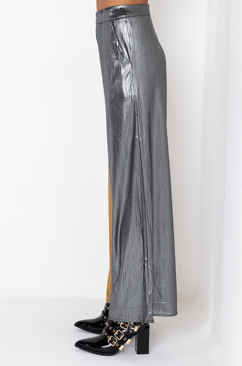 Side View Lets Celebrate Shiny Wide Leg Pant