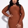 Front View Lets Get Away Long Sleeve Bandage Mini Dress