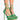 Front View Lets Get Away Square Toe Netted Strappy Pump In Green