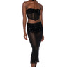 Front View Lets Go Out Sheer Sparkle Strapless Top And Midi Skirt Set