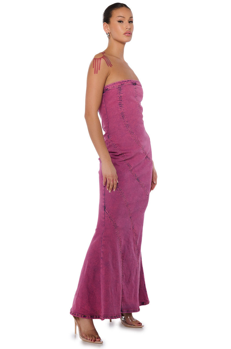 Side View Lets Go Party Denim Midi Dress
