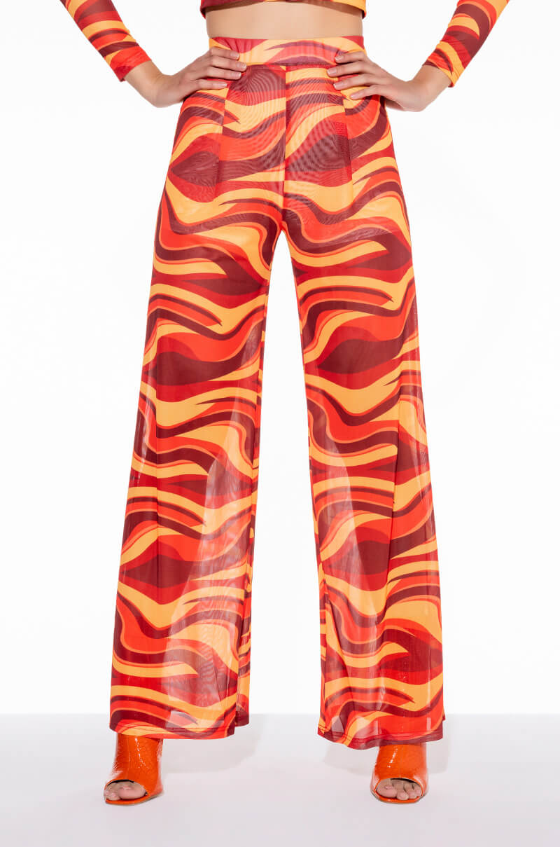Front View Lets Groove Mesh Wide Leg Pant